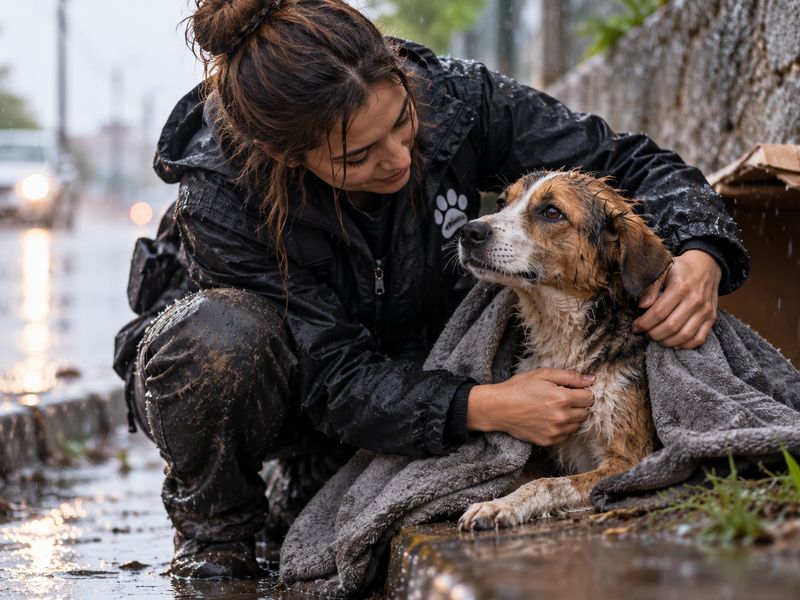 Rescatados bajo la lluvia